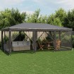 Carpa para fiestas 10 paredes de malla HDPE gris antracita 6x4m