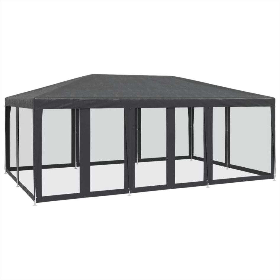 Carpa para fiestas 10 paredes de malla HDPE gris antracita