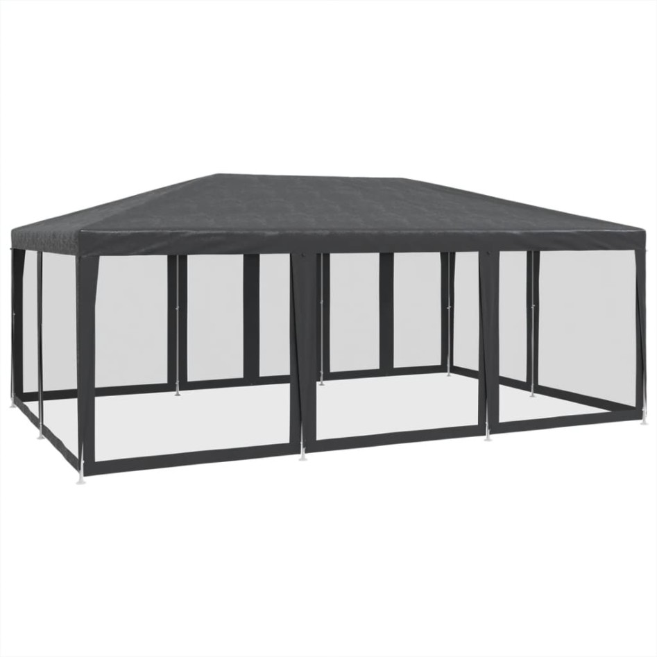 Carpa para fiestas 10 paredes de malla HDPE gris antracita