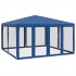 Carpa para fiestas con 8 paredes de malla HDPE azul 4x4