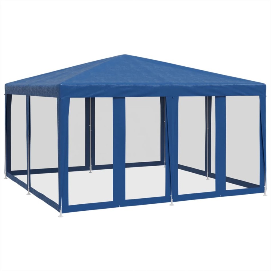 Carpa para fiestas con 8 paredes de malla HDPE azul 4x4
