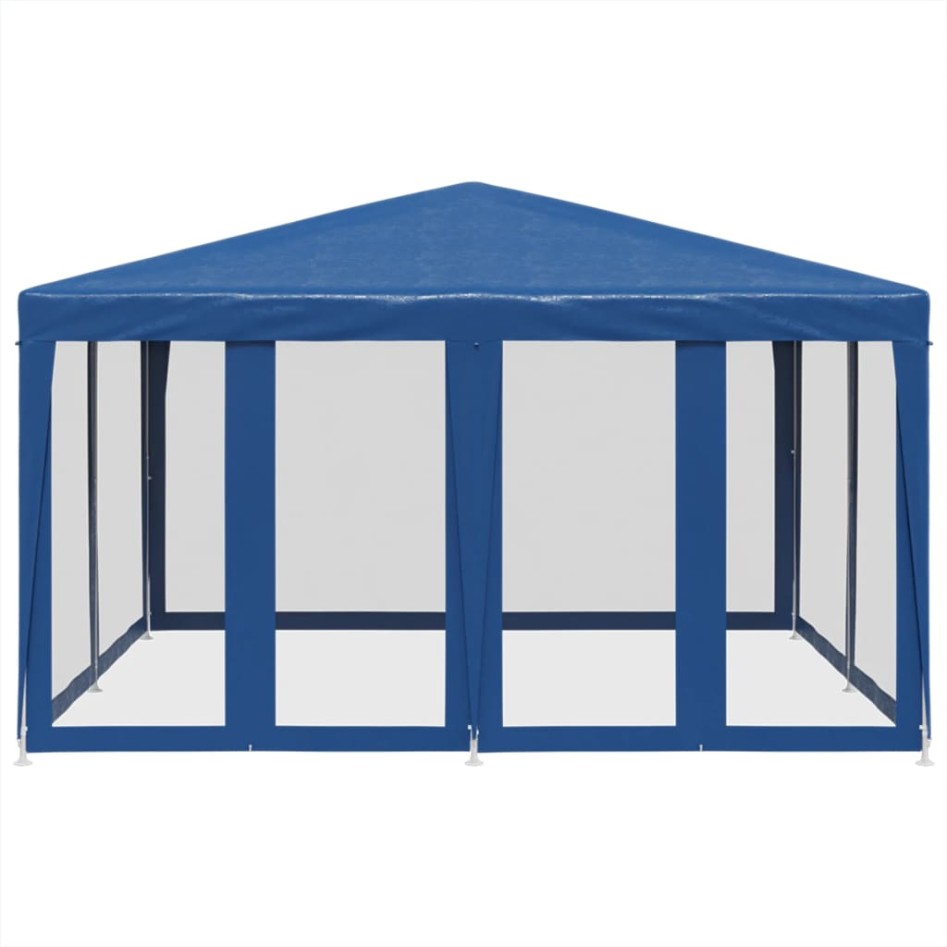 Carpa para fiestas con 8 paredes de malla HDPE azul 4x4