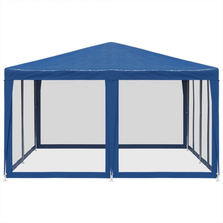 Carpa para fiestas con 8 paredes de malla HDPE azul 4x4