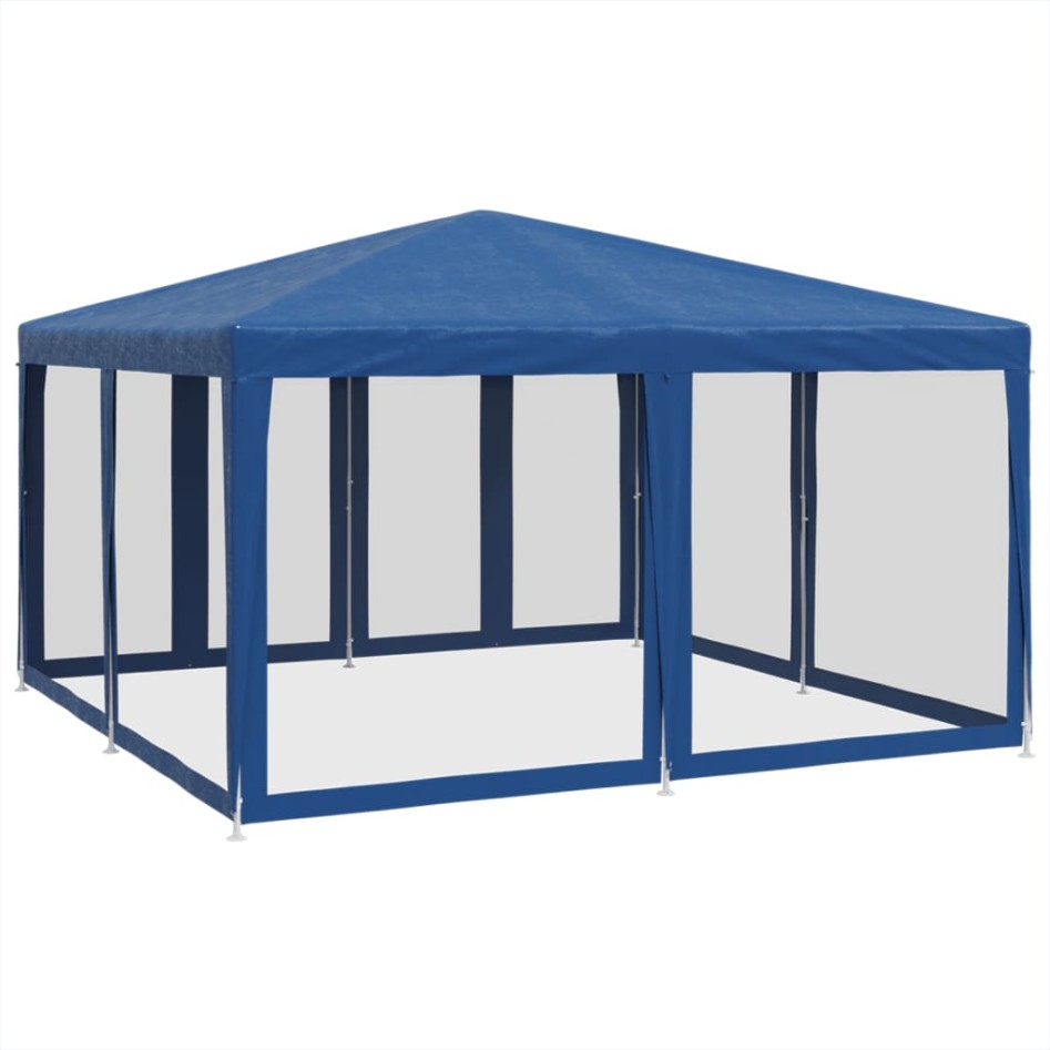 Carpa para fiestas con 8 paredes de malla HDPE azul 4x4