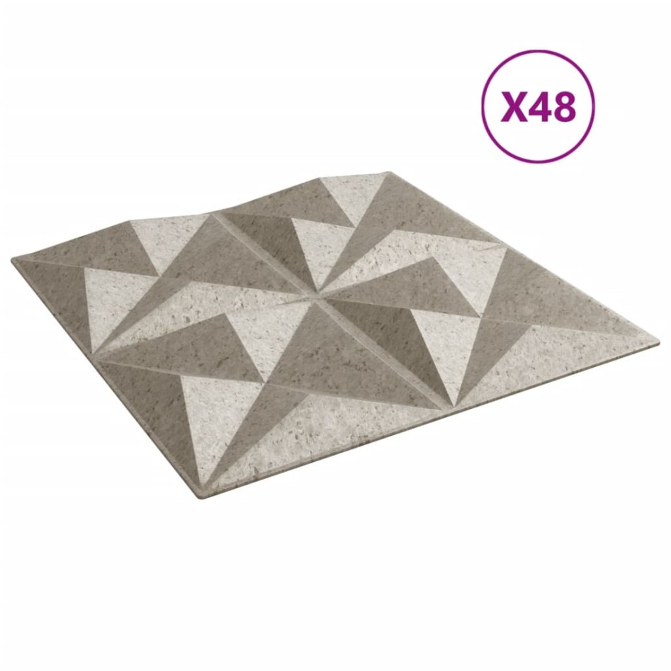 Paneles de pared 48 uds XPS origami Beton 50x50 cm 12