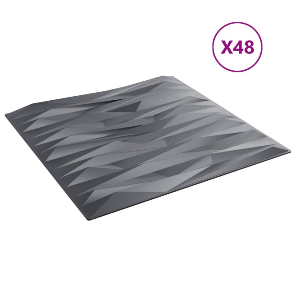 Paneles de pared 48 uds XPS piedra gris 50x50 cm 12