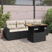 Set de muebles de jardín 5 pzas y cojines ratán sintético negro
