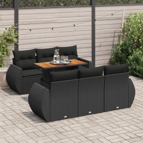 Set de sofás de jardín 7 pzas con cojines ratán sintético