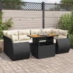 Set de sofás de jardín 7 pzas con cojines ratán sintético negro
