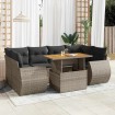 Set de sofás de jardín 7 pzas con cojines ratán sintético gris