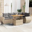 Juego de sofás jardín con cojines 6 pzas ratán sintético beige