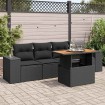 Set de muebles de jardín 5 pzas y cojines ratán sintético negro
