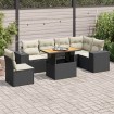 Set de sofás de jardín 7 pzas con cojines ratán sintético negro