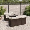 Set sofás de jardín 6 piezas y cojines ratán sintético marrón