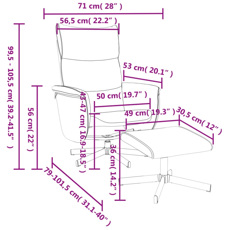 Sillón reclinable con reposapiés cuero sintético