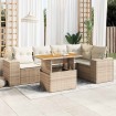 Juego de sofás jardín con cojines 6 pzas ratán sintético beige