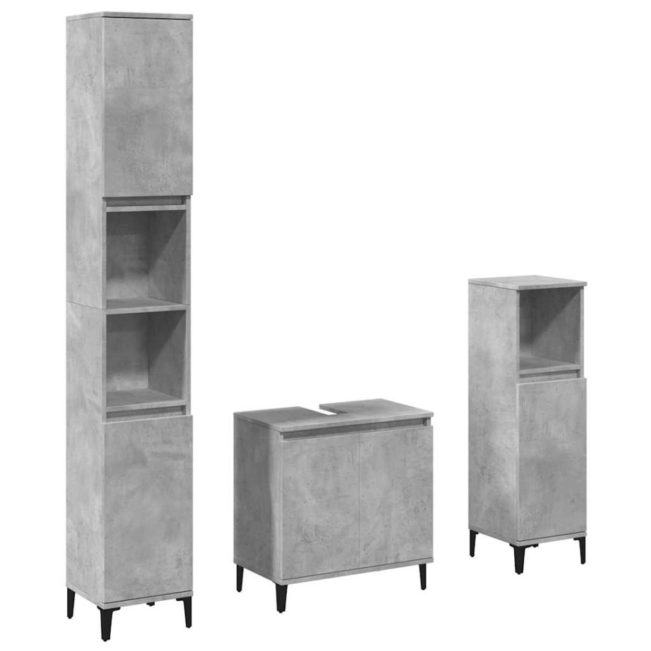 Set muebles de baño 2 piezas madera contrachapada gris