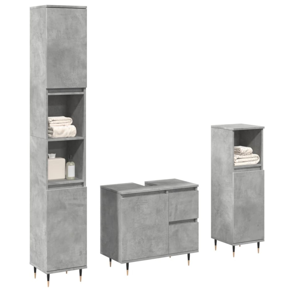 Set muebles de baño 2 piezas madera contrachapada gris