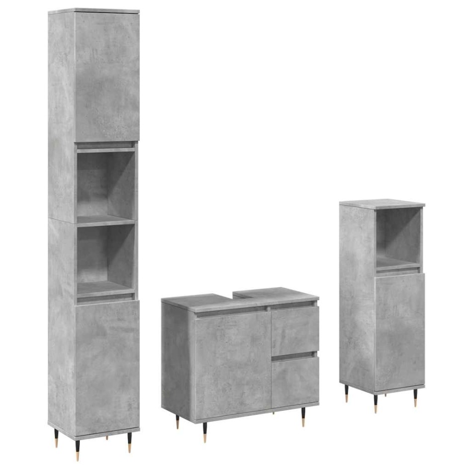 Set muebles de baño 2 piezas madera contrachapada gris