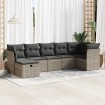 Set de sofás de jardín 7 pzas con cojines ratán sintético gris