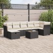 Set de sofás de jardín y cojines 8 piezas ratán sintético negro