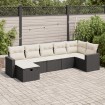 Set de sofás de jardín 7 pzas con cojines ratán sintético negro