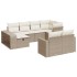 Juego de sofás jardín con cojines beige 10 pzas ratán