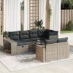 Set de sofás de jardín 11 pzas y cojines ratán sintético gris