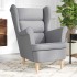 Sillón de tela gris claro 74x84x100