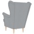 Sillón de tela gris claro 74x84x100