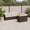 Set sofás de jardín 8 piezas y cojines ratán sintético marrón