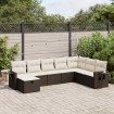 Set sofás de jardín 8 piezas y cojines ratán sintético marrón