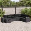 Set de sofás de jardín y cojines 8 piezas ratán sintético negro