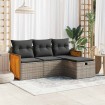 Set de sofás de jardín 4 pzas y cojines ratán sintético gris