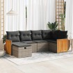 Set de muebles de jardín 6 pzas y cojines ratán sintético gris