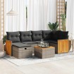 Set de sofás de jardín 7 pzas con cojines ratán sintético gris
