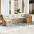 Set sofás de jardín 7 piezas y cojines ratán sintético
