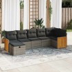 Set de sofás de jardín 7 pzas con cojines ratán sintético gris