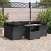 Set de sofás de jardín 7 pzas con cojines ratán sintético negro