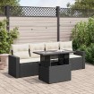 Set de muebles de jardín 5 pzas y cojines ratán sintético negro