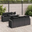 Set de sofás de jardín 7 pzas con cojines ratán sintético negro
