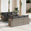 Set de sofás de jardín 7 pzas con cojines ratán sintético gris