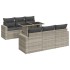 Set de sofás de jardín 7 pzas con cojines ratán PE gris