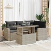 Set de sofás jardín y cojines 5 pzas ratán sintético gris claro