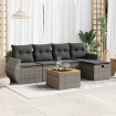 Set de muebles de jardín 6 pzas y cojines ratán sintético gris
