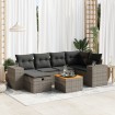 Set de sofás de jardín 7 pzas con cojines ratán sintético gris