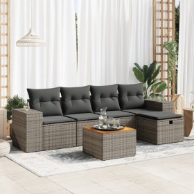 Set de muebles de jardín 6 pzas y cojines ratán sintético