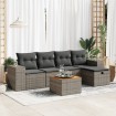 Set de muebles de jardín 6 pzas y cojines ratán sintético gris