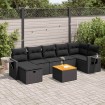 Set de sofás de jardín y cojines 8 piezas ratán sintético negro