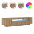 Mueble de TV luces LED madera roble artisan 160x35x40